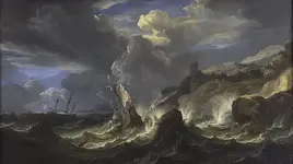 Pieter-Mulier-the-Younger-xx-A-Ship-Wrecked-in-a-Storm-off-a-Rocky-Coast.webp