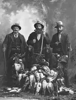 Pigeon hunters with dogs.webp