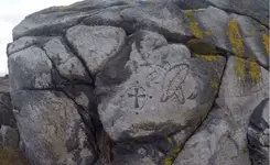 Ancient Knights Templar and Aboriginal Rock Carving.webp