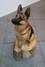 German Shepherd Tree Stump Carving.webp