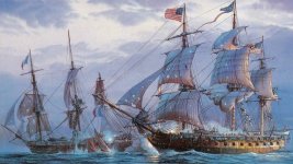 Ship sea battle American old flag.jpg