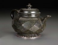 Polished diamond faceted serpentine teapot circa 1700.jpg