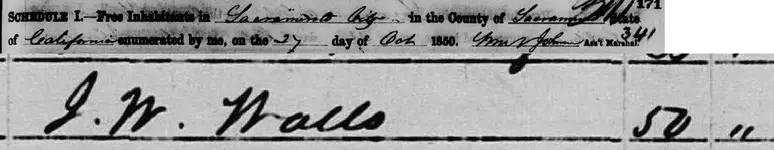 J W Walls 1850 Census.webp