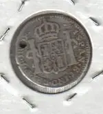 1812 Spanish (mexican mint) One Reale reverse - holed.webp