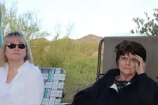 Connie and Carolyn with the top of Miners Needle in the background.webp