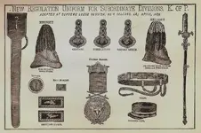 Knights of Pythias uniform regalia page from 1886 book (700x466).webp