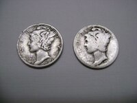 1943 and 192- Mercury Dimes.JPG