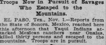 San Francisco Call, Volume 90, Number 155, 2 November 1901 — YAQUI INDIANS KILL RANCHERS I.webp