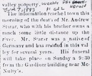 1883-06-07, Andrew Starar Death Notice, Weekly Phoenix Herald (Phoenix), p1.JPG