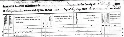 1850 United States Census, Trinity County, California p1.webp