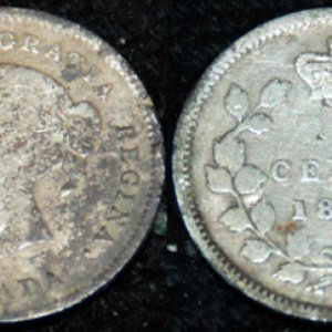 1891 Silver Canadian Half Dime "Fish Scale"