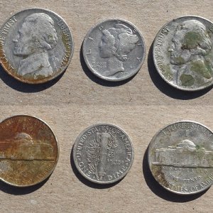 20160116 1st war nickels and a 1917s Merc. Dug at a door knock permission in Madison with the F75.