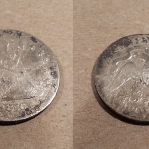 20160117 1876s Seated Liberty Quarter found at a door knock permission in Madison with the F75.