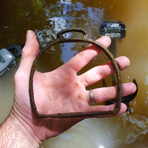 18th century stirrup found in a creek that runs through a plantation site