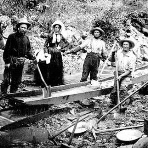 1850 Woman and Men in California Gold Rush