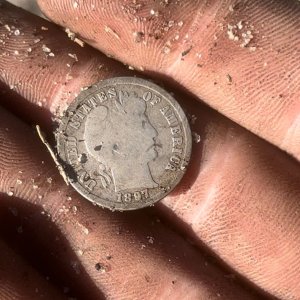 1897 barber dime found in central Florida.