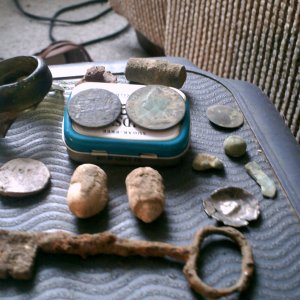 Colonial Digs - 1749 King George II Copper and 1773 Virginia Halfpenny