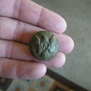 Eagle "A" Coat Button - Very Large Coat button I recovered at the Campsite during Spring 2010