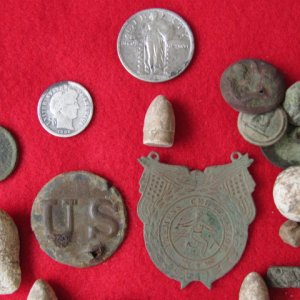 U.S. Rosette Feb. 8, 2011   - Group Shot of Civil War relics found in XXXXXX, County, VA