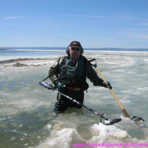 Cold water detecting - This is water detecting in April when the ice starts to break up near shore and we are able to get an early Spring start .