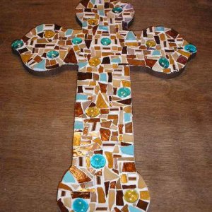 a commissioned mosaic - I enjoy making the crosses