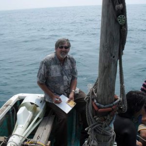 Jim Whitaker at work - In Japan with 880 mag. on a Japanese fishing boat