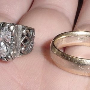 LARGE SILVER RING & LARGE GOLD BAND - FROM A SALTWATER HUNT AT A RHODE ISLAND BEACH - 2011