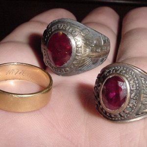 JULY 8TH - CAPE
1940 CLASS RING 
1974 CLASS RING 
1878 WEDDING BAND