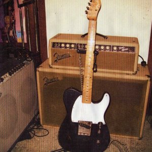 1957   Fender V neck Esquire ,1963 blond Fender Bandmaster ,1970 Fender silverface Twin reverb