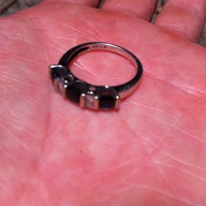 Womans 14K White Gold with Onyx & Diamonds