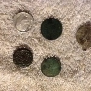 Finds:1947 silver dime, 1883 Indian head penny, wheat penny,cool awesome women's button, st. Francis religious medal.