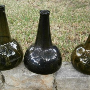 Onion bottles Dutch black glass