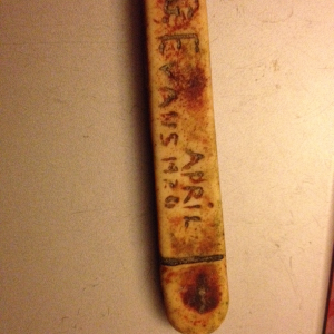 Knife handle Engraved with a name and date April 1920