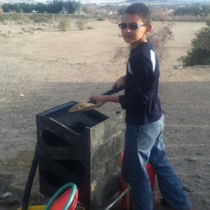 Alex processing dirt he got from Ken Borman