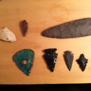 three on top are historical. The two small ones were found in florida. The large knife was found near Otsego Lake NY.