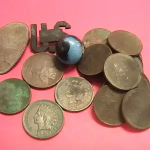 3 Indians, a Buffalo, a pile of Wheaties, and other goodies from a farmhouse site...all found along a 40-foot row of bushes in the front yard.