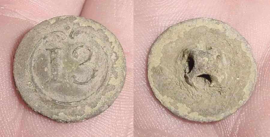 13th Regiment Bourbonnais - French Rev War button = found at a Rev War fort in RI