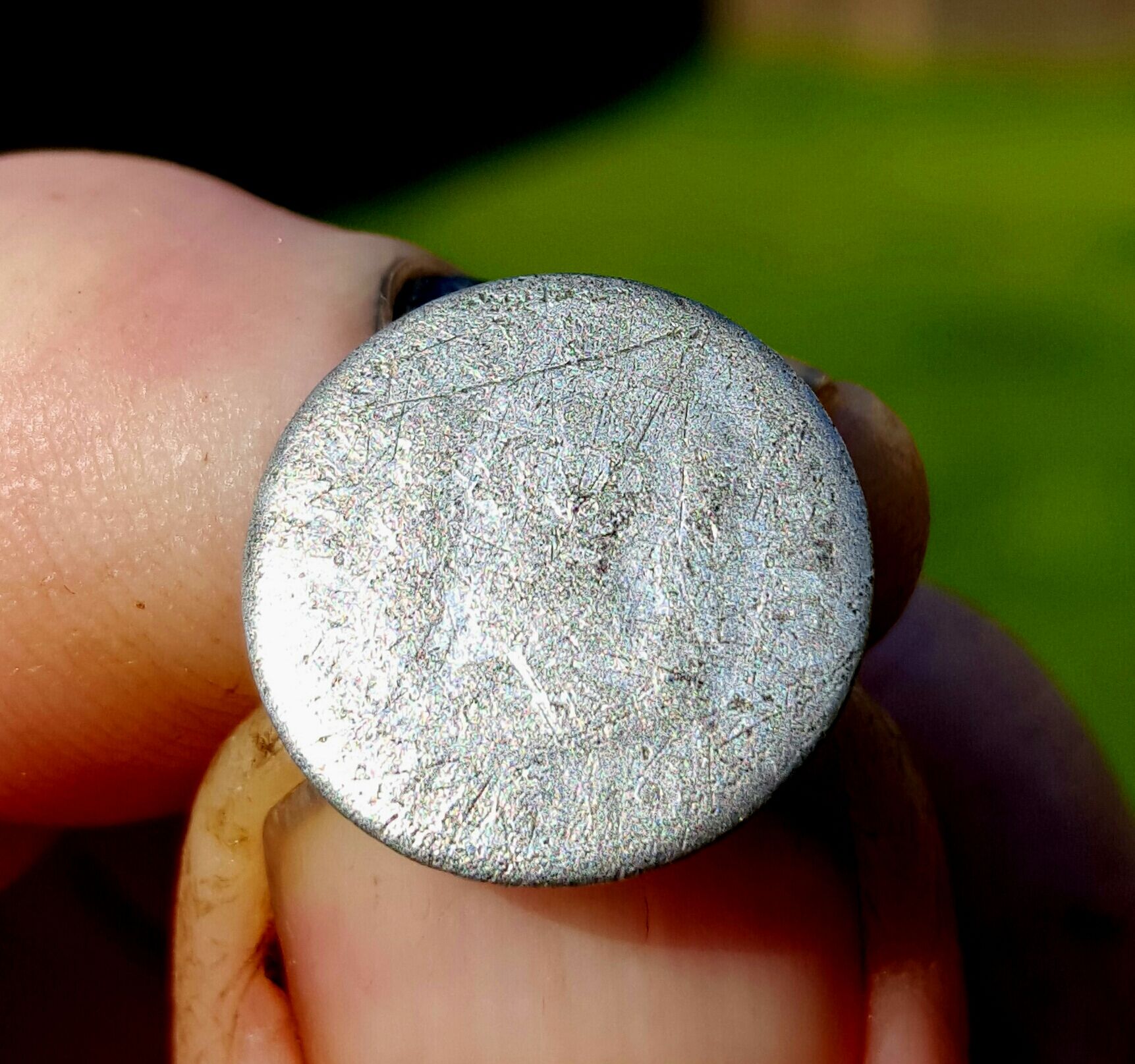 1761 Spanish Half Real coin that was made into a cufflink