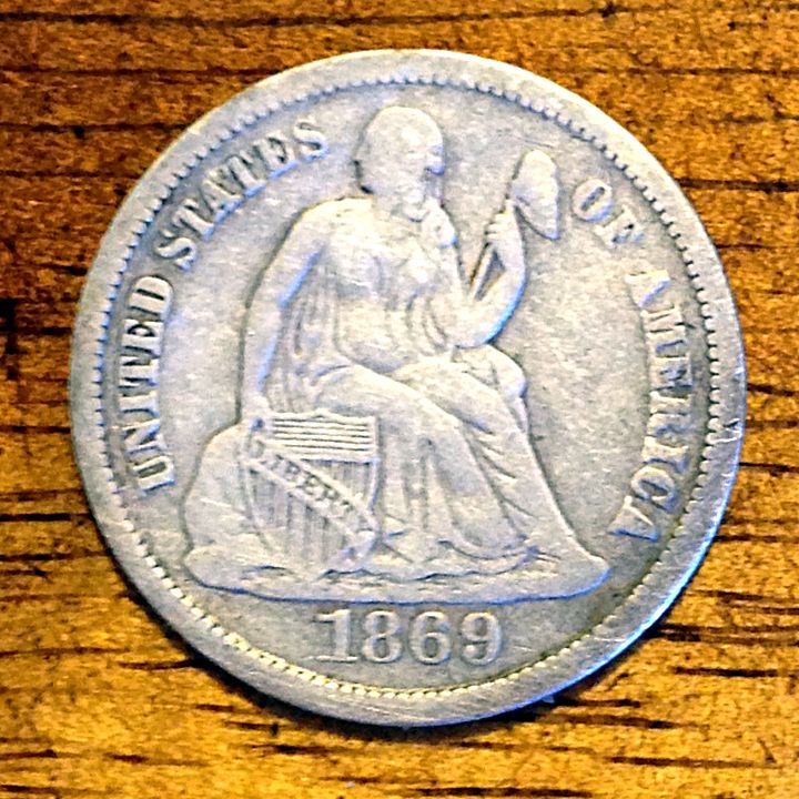 1869 Dime Front