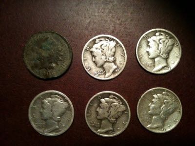 1900 indian and silver dimes. Dime Hill.