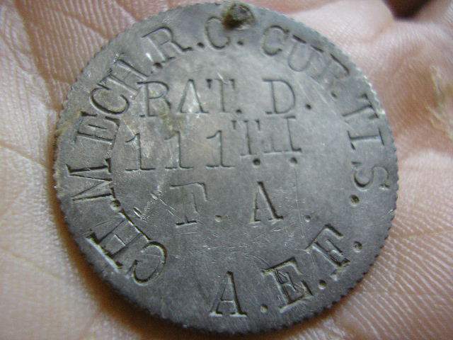 1918 1 Franc World War I I.D. Token/Coin - Dug on Wednesday, July 28th, 2010. We were hitting a colonial/ War of 1812 era field and I had just dug a W