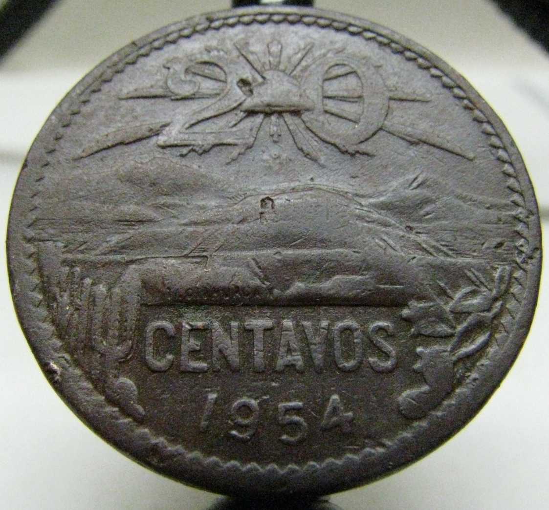 1954 20 centavos coin