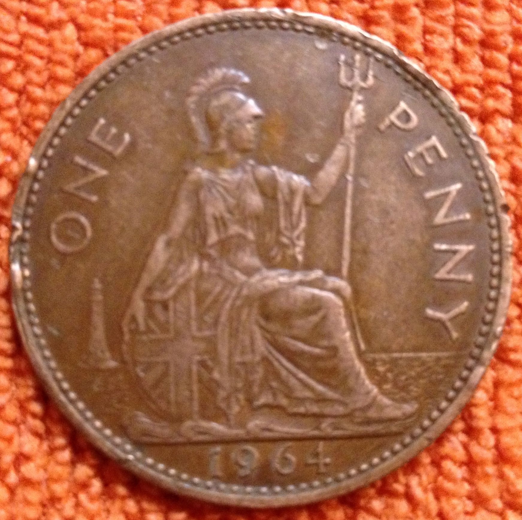 1964 British Large Cent
Found December 2012
Fairview Elem., Columbus, Ms.