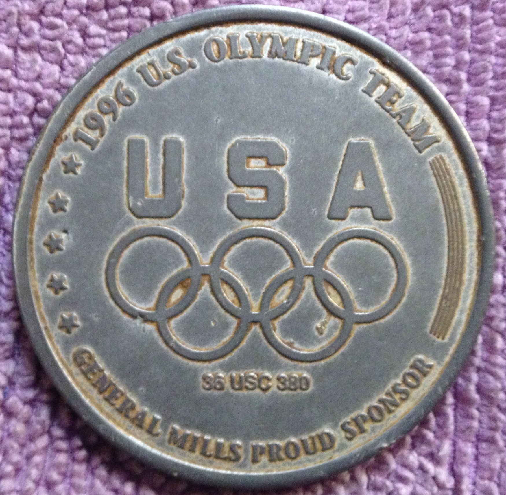 1996 Olympics Token
Found 02/21/13
Columbus, Ms.