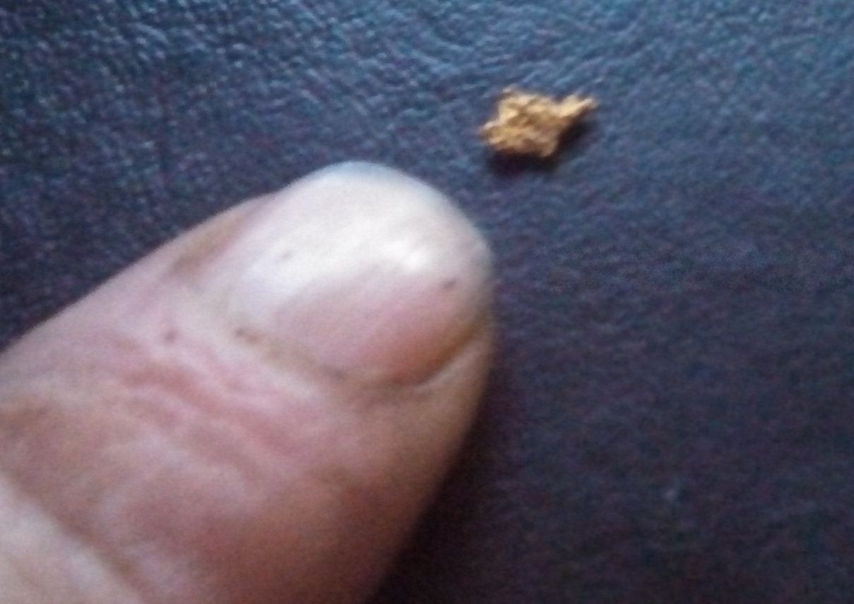 1st Piece of Gold with my Gold Bug 2, Found at the Classic Hill Mine in Siskiyou CA (Kinda Small) lol