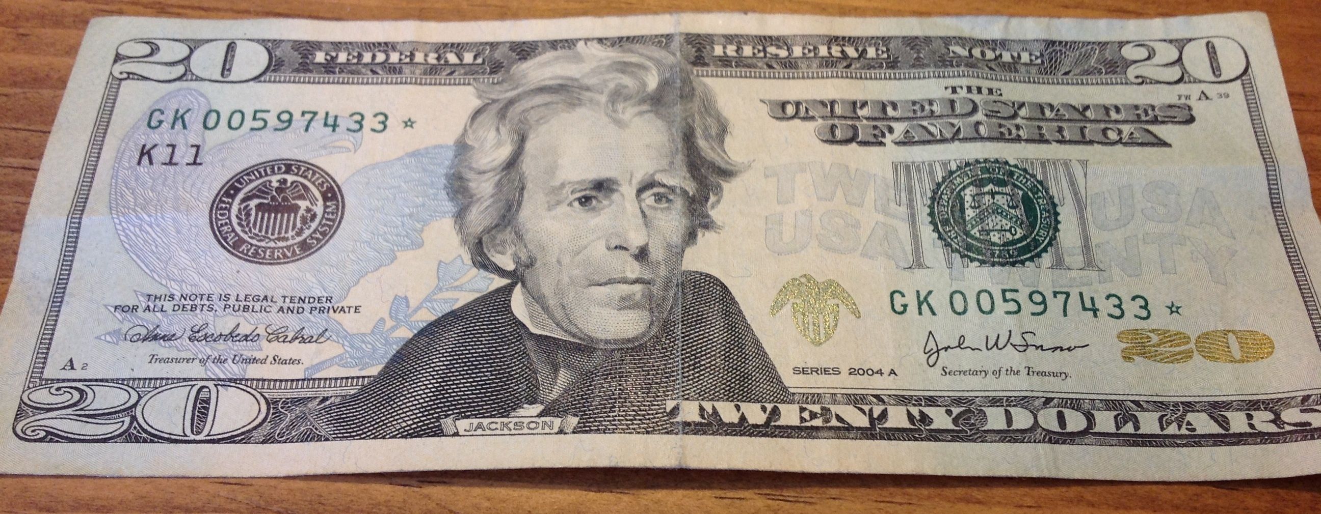 $20.00 Star Note
Found 09/03/13
Columbus, Ms