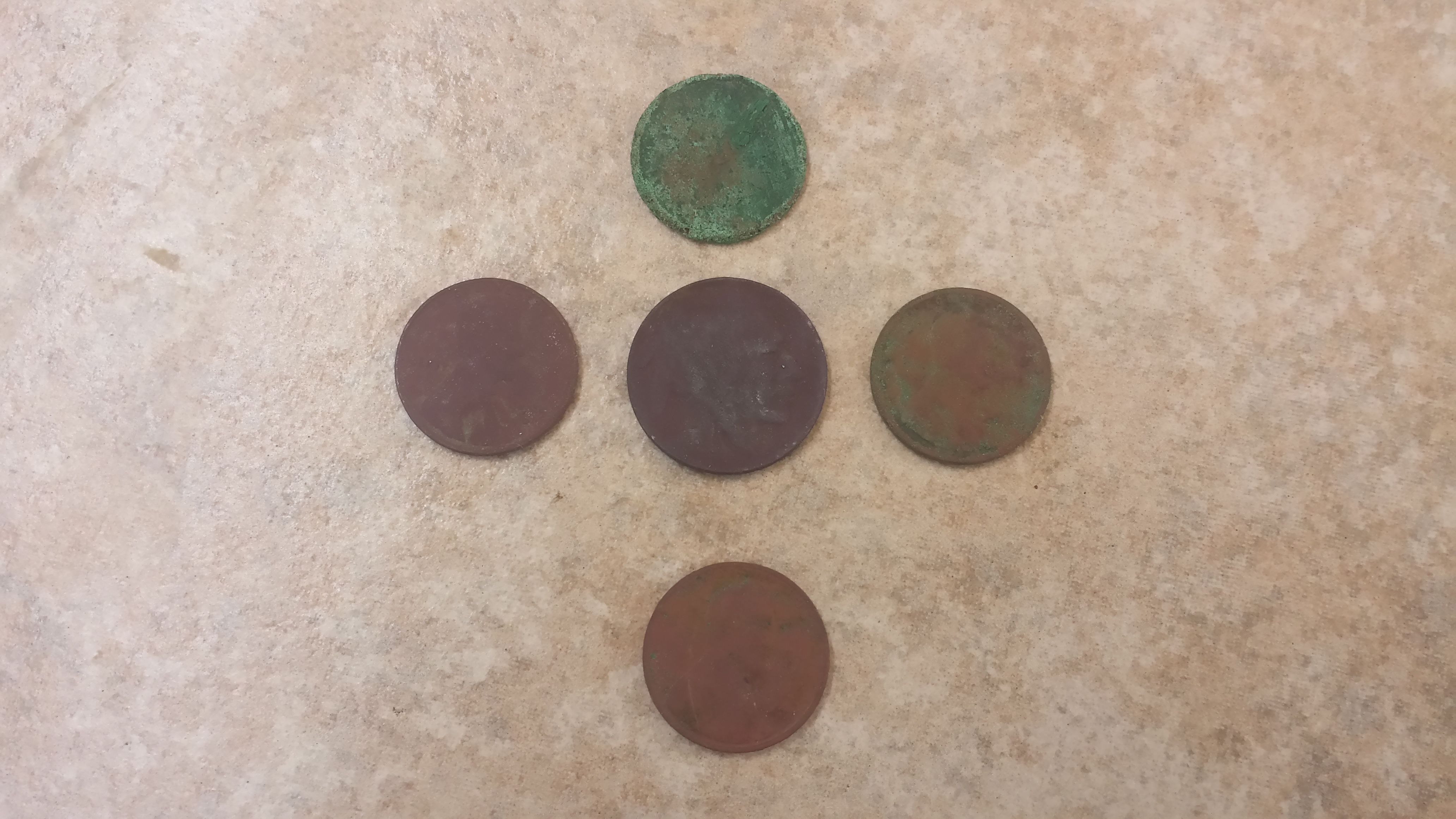 20150725 173725 LLS  Brick House on Elm. Notables  1929 Buffalo Nickle, 1889 IHP, and 3 wheats 1923,41, & 55.