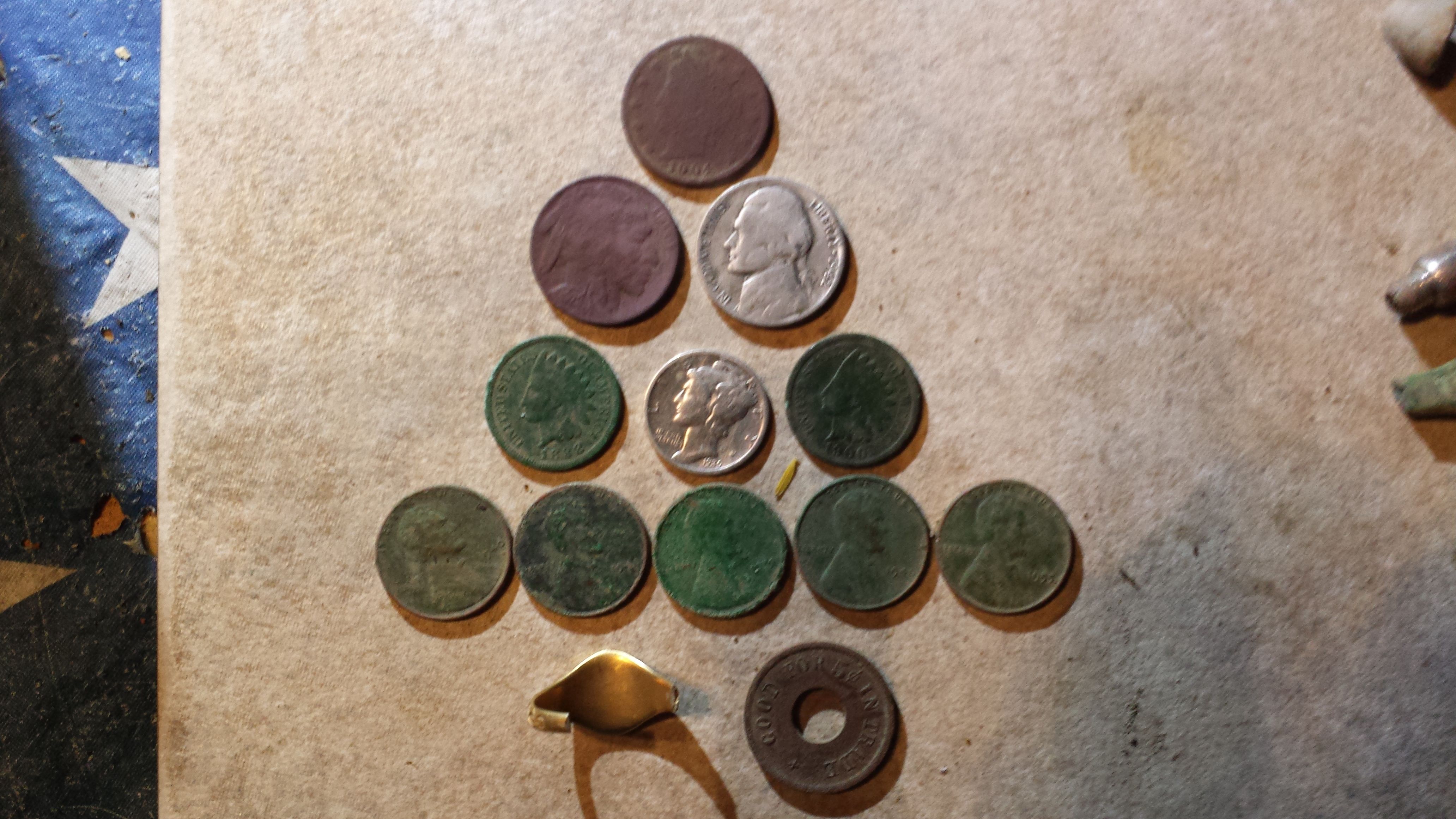 20151106 172244  Jim's house Notables  Jim's house 1939D Merc,1942P Nickle, 1904 V Nickle, 1929 Buffalo, 1888 & 1900 IHPs, 5 wheats 1916, 40x2. 41. & 