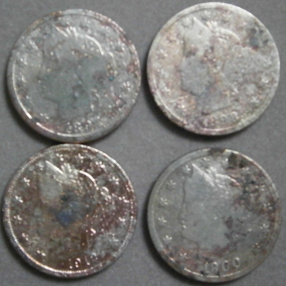 4 old V nickels found 1976 Ft. Worth w/ Whites Coinmaster discriminator