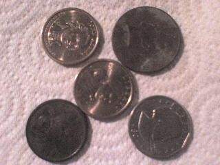 50 cent & one dollar coins